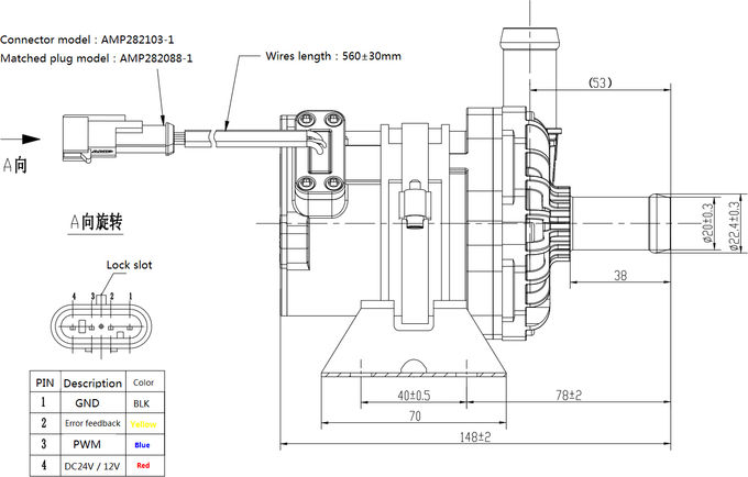 Pompe à eau de 12V/24V OWP-BL93-300 100W BLDC avec des diagnostics pompe colant, pompe de glycol, pompe à eau de bldc 7 de contrôle et d'erreurs de PWM