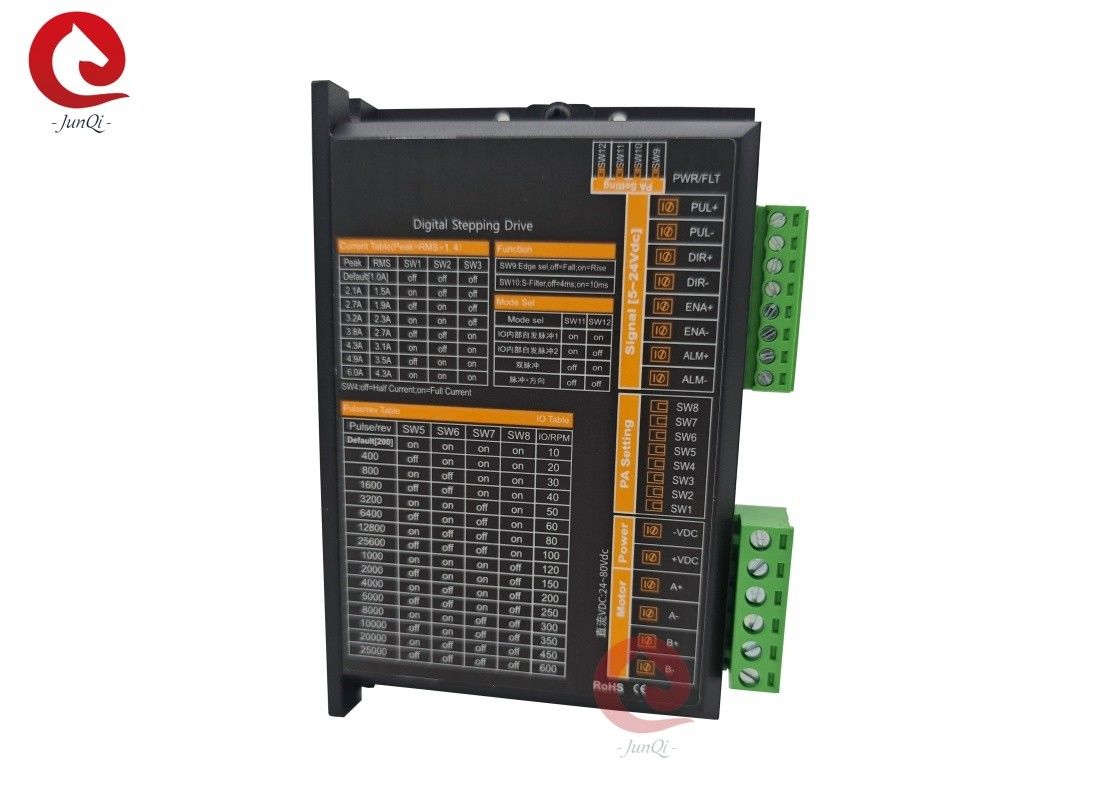Pilote de moteur pas à pas JQ6A 2 phases 24-80VDC 1-6A Contrôleur de moteur pas à pas pour Nema17 Nema 23 Nema34